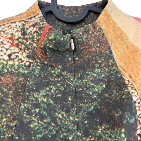 Akris Multicolor Garden Overview Print Sleeveless Mock Neck Zip Front Dress 6 - Picture 3 of 6